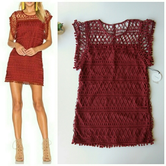 Tularosa Dresses & Skirts - NWT Tularosa Clayton Crocheted Tunic Pom Dress